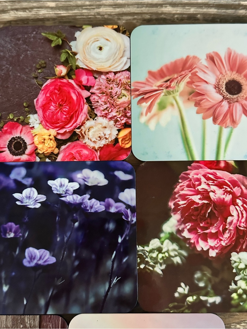Floral Photo Coaster Set - Multi-Color - Picture 3 of 6